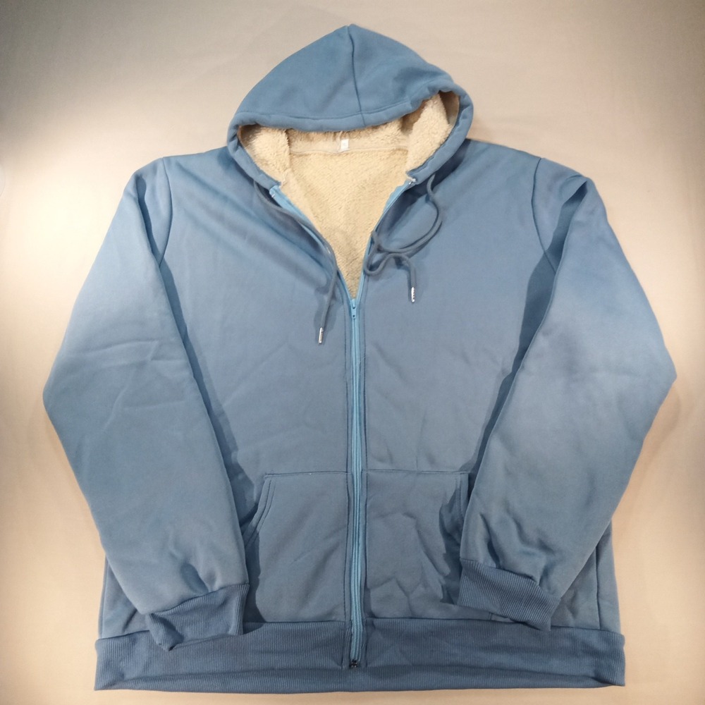 Women's Blue Sherpa-Lined Zip‎ Hoodie – Size 3XL